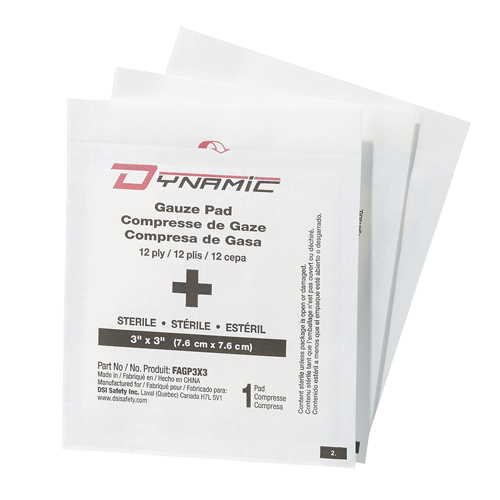 Dynamic Gauze, Pad, 3" L x 3" W, Sterile, Medical Device Class 1 Sécurité Médic
