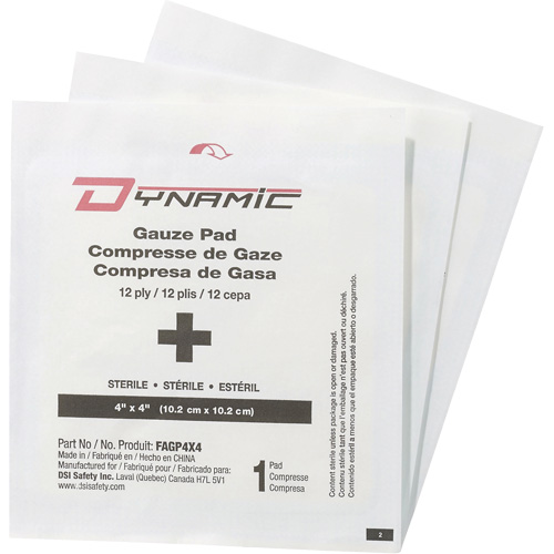 Dynamic Gauze, Pad, 4" L x 4" W, Sterile, Medical Device Class 1 Sécurité Médic