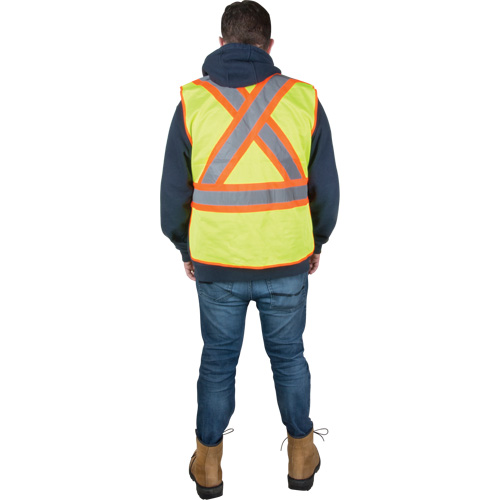 Flame-Resistant Surveyor Vest, High Visibility Lime-Yellow, Medium, Polyester Sécurité Médic