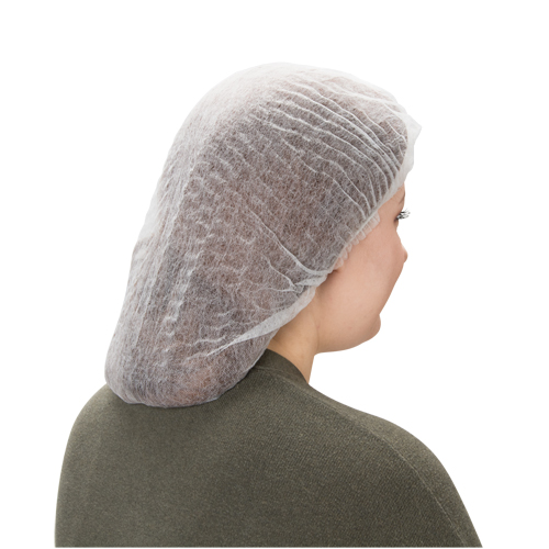 Bonnet bouffant pliss&eacute;, Polypropyl&egrave;ne, 21", Blanc Sécurité Médic