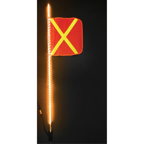 Safety Whip&reg; Heavy-Duty LED Whips, Hitch Mount, 5 High, Orange with Reflective Sécurité Médic