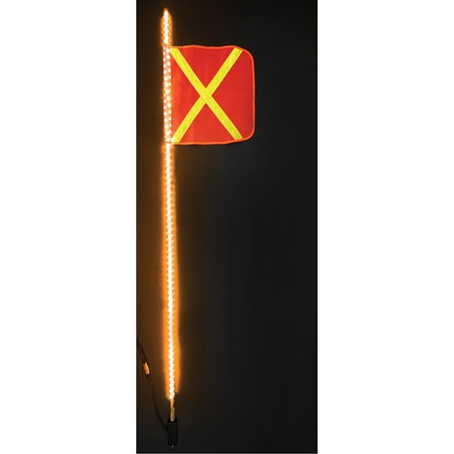 Safety Whip&reg; Heavy-Duty LED Whips, Hitch Mount, 6 High, Orange with Reflective Sécurité Médic