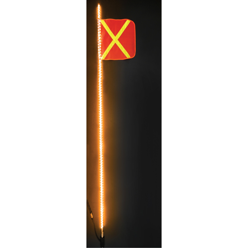Safety Whip&reg; Heavy-Duty LED Whips, Hitch Mount, 8 High, Orange with Reflective Sécurité Médic