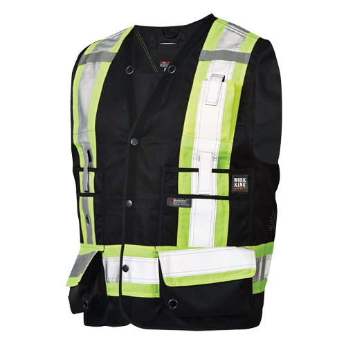 Surveyor Safety Vest, Black, Large, Polyester Sécurité Médic