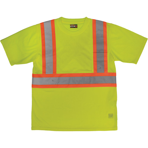 Short-Sleeved Safety T-Shirt with Pocket, Polyester, Large, High Visibility Lime-Yellow Sécurité Médic