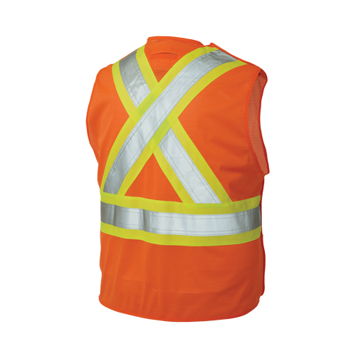 5-Point Tearaway Safety Vest, High Visibility Orange, Large/X-Large, Polyester Sécurité Médic