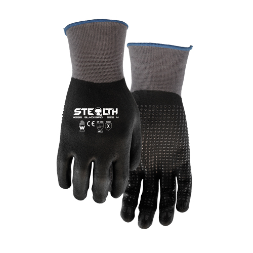395 Stealth Blackbird Gloves, 8/Medium, Foam Nitrile Coating, 15 Gauge, Nylon Shell Sécurité Médic