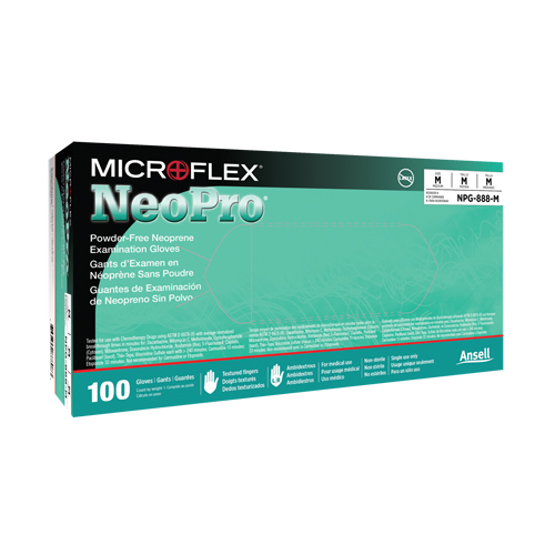 NEOPRO&reg; Gloves, X-Small, Neoprene, 5.1-mil, Powder-Free, Green, Class 2 Sécurité Médic