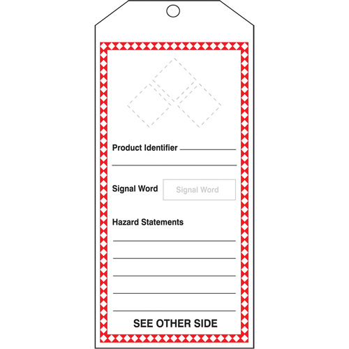 GHS Jumbo Safety Tag, Cardstock, 3-7/8" W x 8-1/2" H, English Sécurité Médic