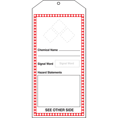 GHS Jumbo Tags, Cardstock, 3-7/8" W x 8-1/2" H, English Sécurité Médic