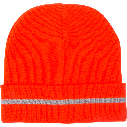 Bonnet en tricot haute visibilit&eacute; avec bande r&eacute;fl&eacute;chissante, Orange haute visibilit&eacute;, Acrylique Sécurité Médic