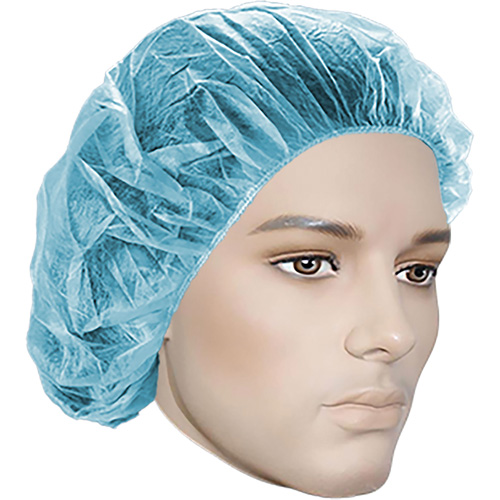 Bouffant Caps, Polypropylene, 18", Blue Sécurité Médic