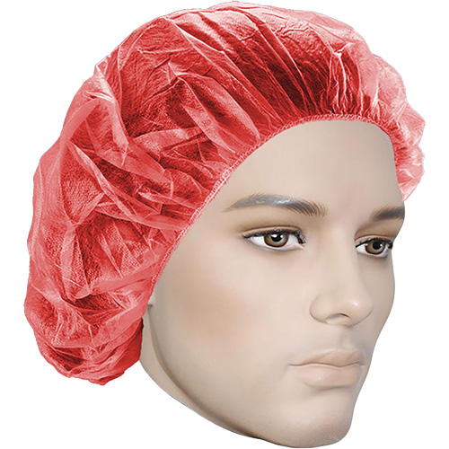 Bouffant Caps, Polypropylene, 21", Red Sécurité Médic