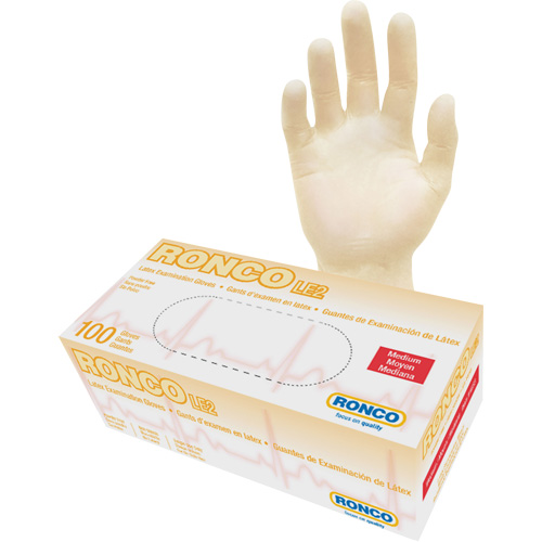 Gants jetables, Moyen, Latex, 4 mils, Sans poudre, Naturel, Classe 2 Sécurité Médic