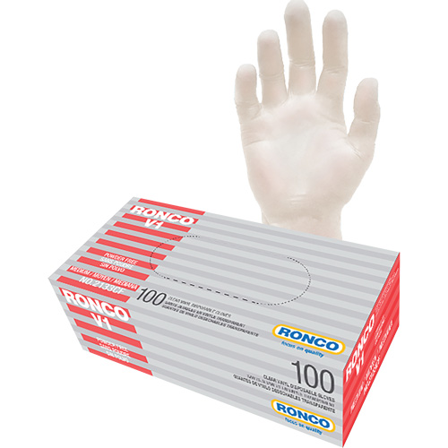 Gants jetables, Moyen, Vinyle, 3 mils, Sans poudre, Transparent Sécurité Médic