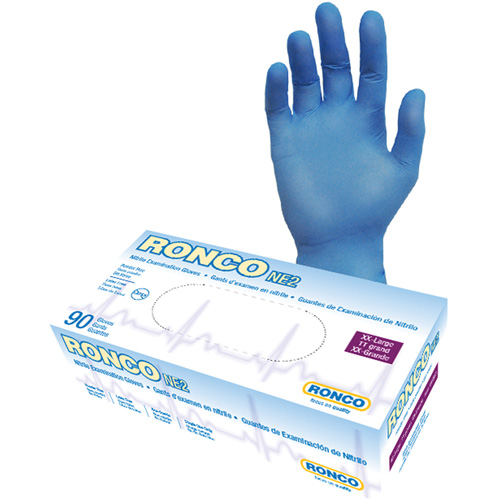 Gants jetables, 2T-Grand, Nitrile, 4 mils, Sans poudre, Bleu Sécurité Médic