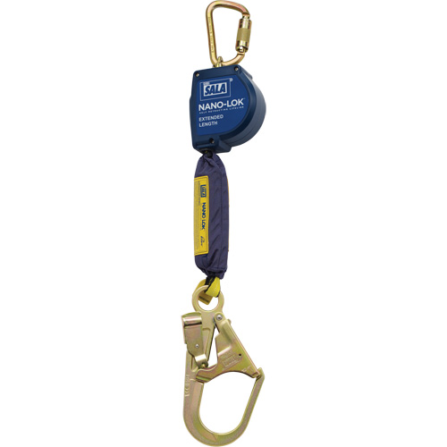 Nano-Lok Extended Length Self-Retracting Lifeline, 9', Polyester/Web, Swivel Sécurité Médic