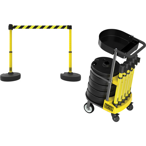 Chariot de transport avec plateau pour barri&egrave;re PLUS, 75' lo, M&eacute;tal, Jaune Sécurité Médic