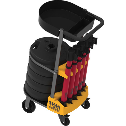 Chariot de transport avec plateau pour barri&egrave;re PLUS, 75' lo, M&eacute;tal, Jaune Sécurité Médic