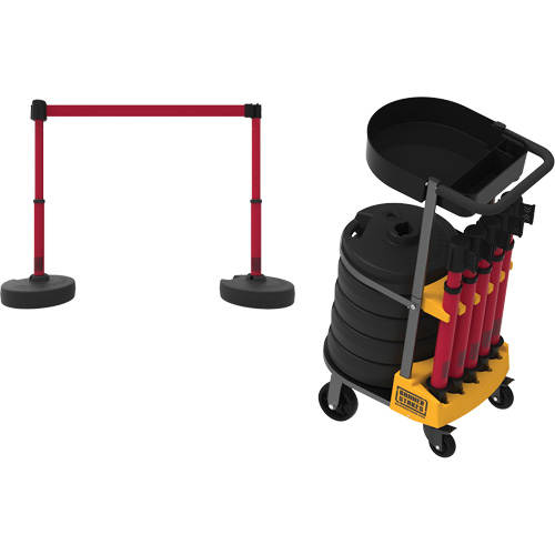 Chariot de transport avec plateau pour barri&egrave;re PLUS, 75' lo, M&eacute;tal, Jaune Sécurité Médic