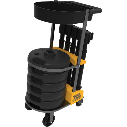 Chariot de transport avec plateau pour barri&egrave;re PLUS, 75' lo, M&eacute;tal, Noir Sécurité Médic