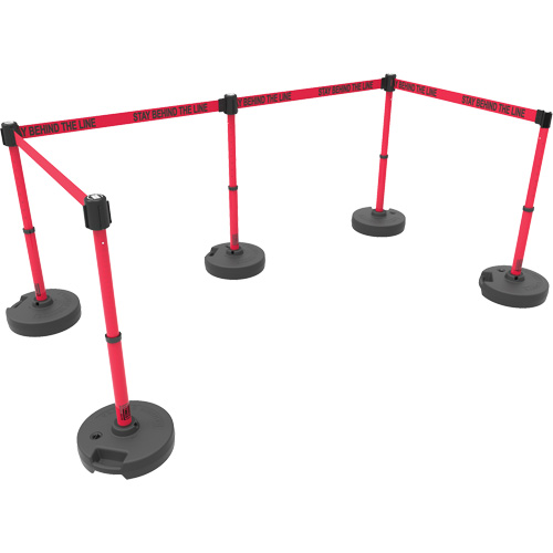 PLUS Barrier Post Set X5, Plastic, 42" H, Red Tape, 15' Tape Length Sécurité Médic
