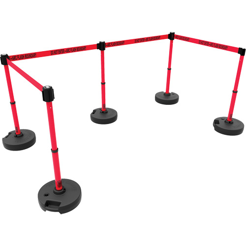 PLUS Barrier Post Set X5, Plastic, 42" H, Red Tape, 15' Tape Length Sécurité Médic
