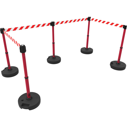 PLUS Barrier Post Set X5, Plastic, 42" H, Red Tape, 15' Tape Length Sécurité Médic