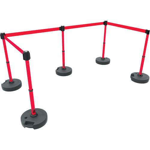 PLUS Barrier Post Set X5, Plastic, 42" H, Red Tape, 15' Tape Length Sécurité Médic