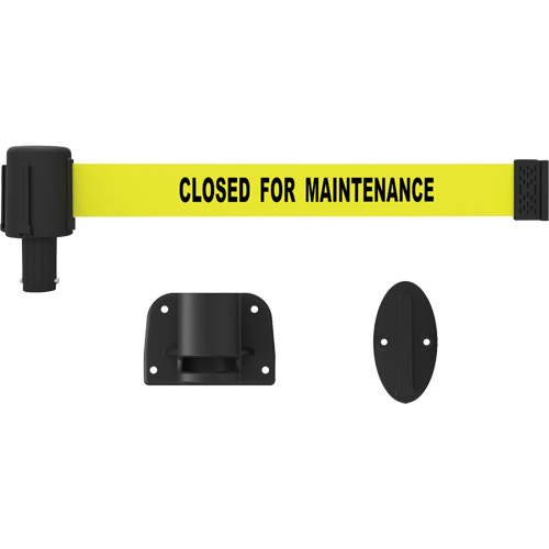 PLUS Wall Mount Barrier System, Plastic, Screw Mount, 15', Yellow Tape Sécurité Médic