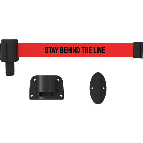 PLUS Wall Mount Barrier System, Plastic, Screw Mount, 15', Red Tape Sécurité Médic