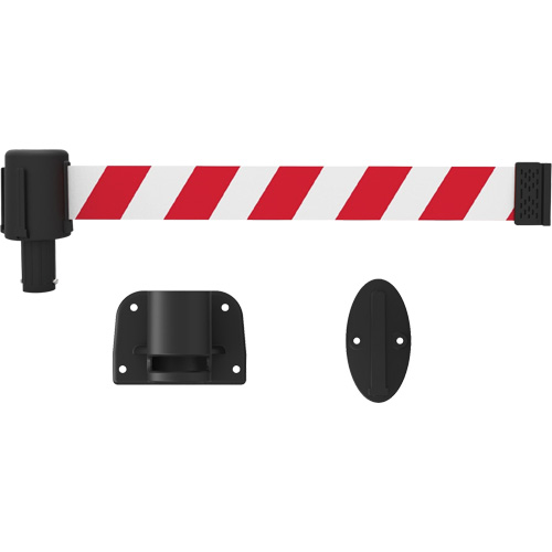 PLUS Wall Mount Barrier System, Plastic, Screw Mount, 15', Red and White Tape Sécurité Médic