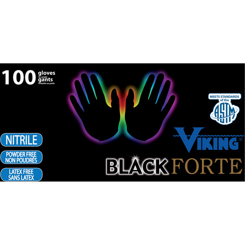 34605 Forte Disposable Gloves, Small, Nitrile, 6-mil, Powder-Free, Black Sécurité Médic