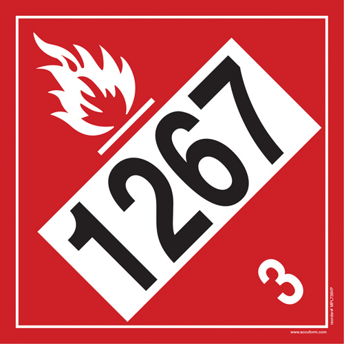1267 Petroleum Crude Oil Flammable Liquid TDG Placard, Plastic Sécurité Médic