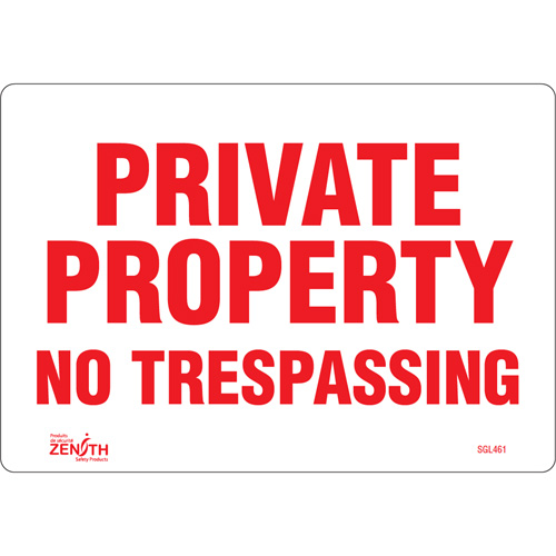 "Private Property" Sign, 7" x 10", Vinyl, English Sécurité Médic
