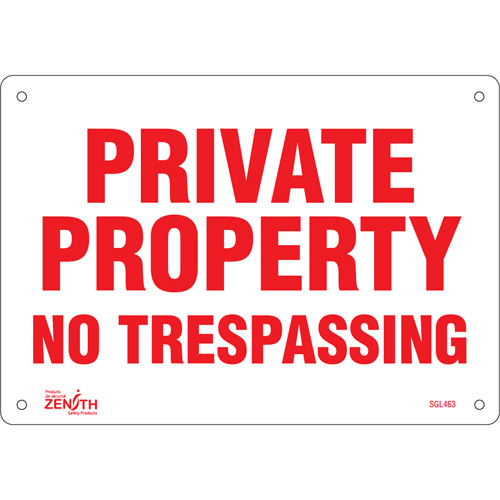 "Private Property" Sign, 7" x 10", Aluminum, English Sécurité Médic