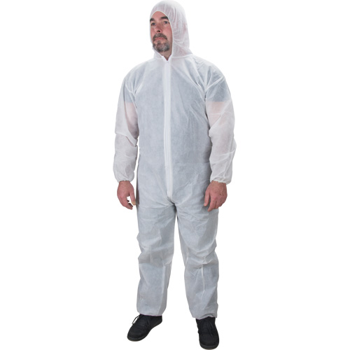 Hooded Coveralls, Medium, White, Polypropylene Sécurité Médic