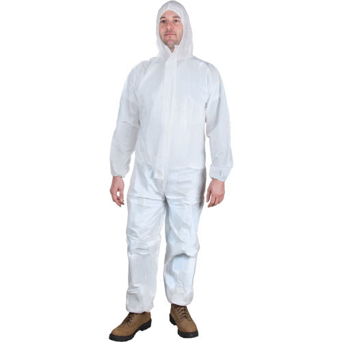 Hooded Coveralls, Large, White, Microporous Sécurité Médic