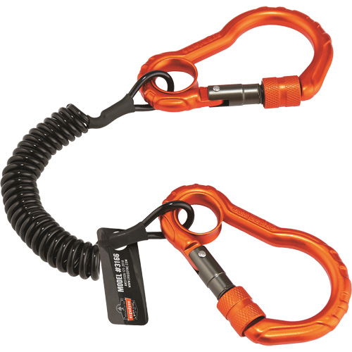 Squids&reg; 3166 Tool Lanyard, Coil, Dual Carabiner Sécurité Médic