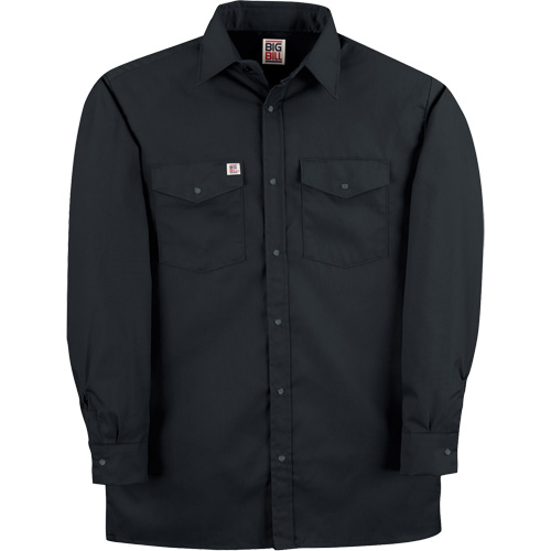 Twill Work Shirt with Snap, Men's, Small, Black Sécurité Médic