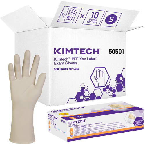 Gants m&eacute;dicaux Kimtech XTRA-PFE, Petit, Latex, 6 mils, Sans poudre, Blanc, Classe 2 Sécurité Médic