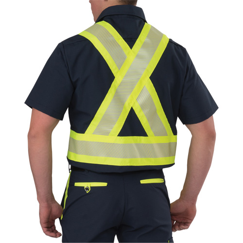 Ripstop High Visibility Short Sleeved Shirt, Polyester, Small, Navy Blue Sécurité Médic