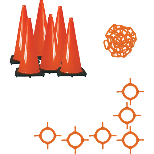 Traffic Cone & Chain Kit, 28", Orange Sécurité Médic