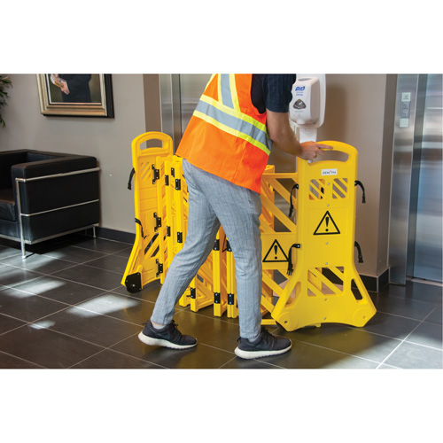 Portable Mobile Barrier, 40" H x 13' L, Yellow Sécurité Médic