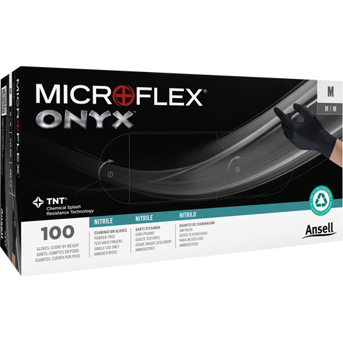 Onyx&reg; Gloves, Small, Nitrile, 3.5-mil, Powder-Free, Black Sécurité Médic