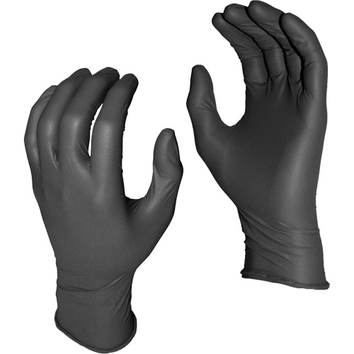 Gants jetables Grease Monkey, Petit, Nitrile, 5 mils, Sans poudre, Noir Sécurité Médic