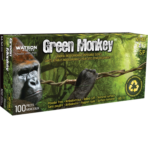 Gants 5559PF Green Monkey, Petit, Nitrile, 4 mils, Sans poudre, Vert Sécurité Médic
