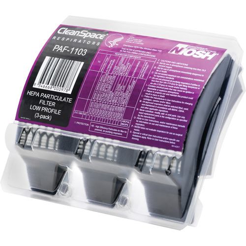 Low Profile HEPA Filters, Particulates, Pack of 3 Sécurité Médic