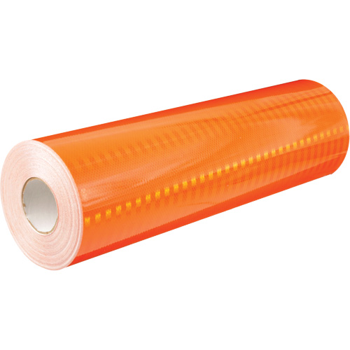 Feuille de rev&ecirc;tement de barricade prismatique de qualit&eacute; &agrave; haute intensit&eacute;, 2" la x 150' lo, 19 mils, Orange Sécurité Médic