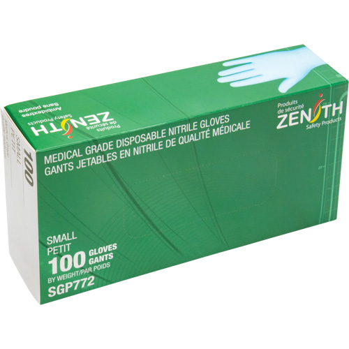 Puncture-Resistant Medical-Grade Disposable Gloves, Small, Nitrile, 4.5-mil, Powder-Free, Blue, Class 2 Sécurité Médic